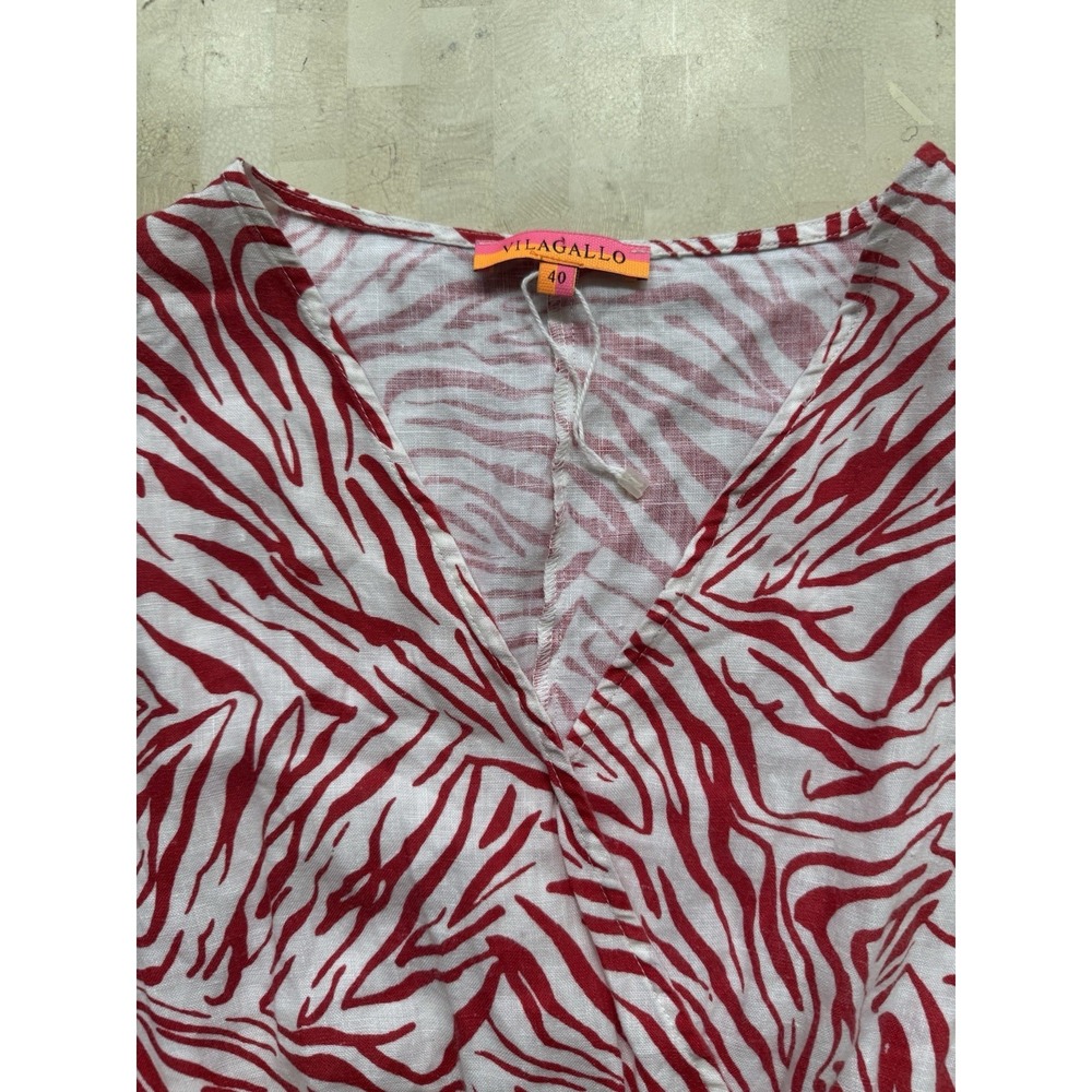Villagalo 100% Linen Zebra Red Maxi Dress Lined Spanish EU40 (US6)‎ NWOT $248 - Picture 10 of 12